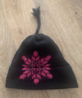 Vintage Vermont Originals Black Pink Snowflake Wool Ski Hat Beanie