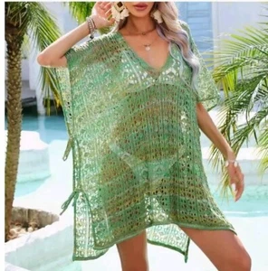 Boho Chic Bikini Cover Up Dress Beach Pool Swimwear Swimsuit Summer Dress - Picture 1 of 2