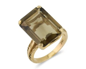 Women Natural Smokey Topaz Solitaire 14k Solid Gold - Picture 1 of 9