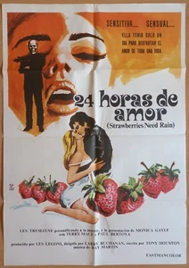 Strawberries Need Rain ORIGINAL Spanish '71 POSTER Larry Buchanan Sexy artwork! - Picture 1 of 3