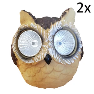 2 x SOLAR GARDEN OWL LIGHT - GREAT DESIGN patio path decking lamp pool party bbq - Picture 1 of 1