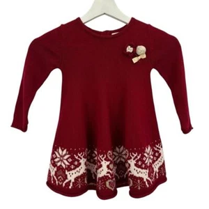 Heirlooms by Polly Flinders rot Strick Weihnachten Rentier Pullover Kleid Größe 24M - Bild 1 von 5