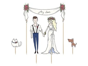 Tortenstecker Tortenfigur Cake Topper Hochzeit Trauung Brautpaar "My Love" - Bild 1 von 2