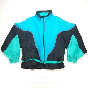 CHAQUETA CHÁNDAL CORTAVIENTOS Out Brook años 80 de colección para mujer grande bloques de colores nítidos! - Imagen 1 de 4