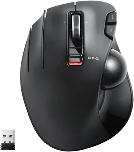 ELECOM EX-G Left-Handed Trackball Mouse, 2.4Ghz Wireless, Thumb Control, 6-Butto - Picture 1 of 8