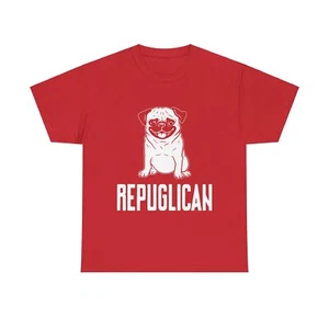 Camiseta de algodón pesado unisex Repuglican Pug Dog Love - Imagen 1 de 49