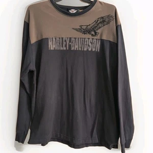 Harley-Davidson Men's Green Black Long Sleeve Colorblock Heavy T-Shirt Size 3XL  - Picture 1 of 9