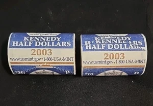2003 P&D President Kennedy Half Dollar Fifty Cent Münze Geld USA Münzrollen - Bild 1 von 6