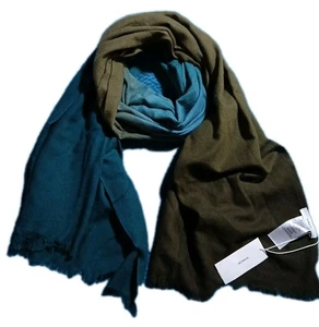 Vince Wool & Cashmere Blend Large Ombre Wrap Scarf Teal Blue Olive Green  - Picture 1 of 3