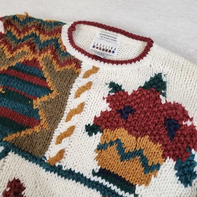 Suéter Vintage Colores Carolina Mujer Grande Abstracto Flor Abuela #1578 Foto 1 de 4