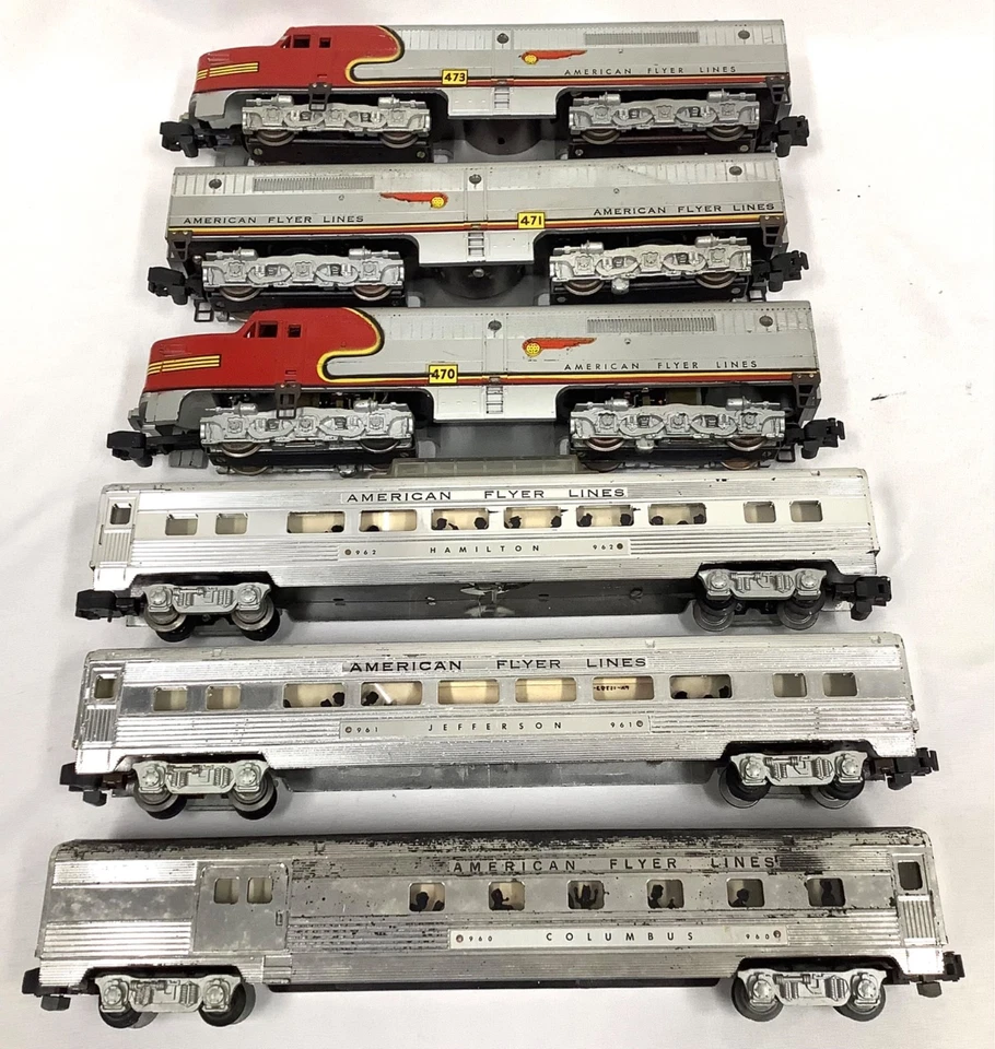 AMERICAN FLYER S 470,471,473 1958  DIESEL SET with #960, 961, 962 Passenger Cars - Image 1 of 4