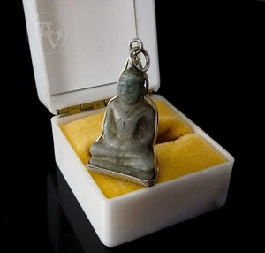 Colgante vintage de Buda / Buda de jade? tallado 3,8 cm 6,9 g plateado - Imagen 1 de 8