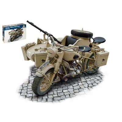 BMW R75 GERMAN MILITARY MOTOR WITH SIDECAR KIT 1:9 Italeri Kit Mezzi Militari Mo - Immagine 1 di 3