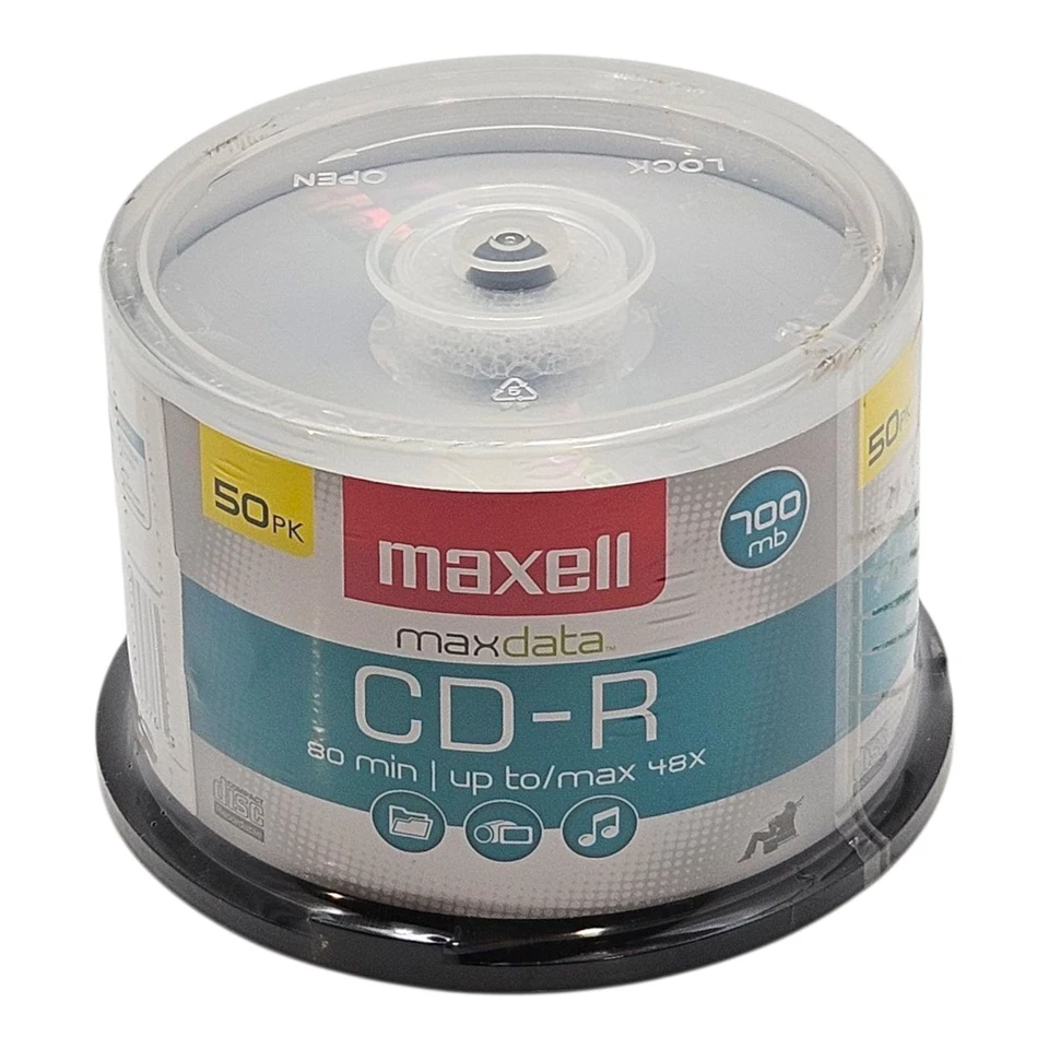 Maxell CD-R 700MB 80 Min 48X Blank Recordable Discs - 50 Pack Spindle - Sealed - Image 1 of 4