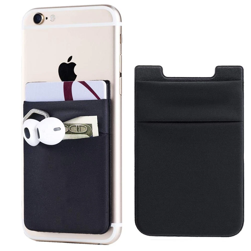 2pack Adhesive Phone Pocket Cell Stick on Card Wallet Black
