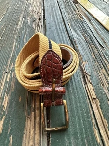 Jos. A. Bank Herren Gürtel goldgelb Nylon blau gestreift braun Animal Print 42 - Bild 1 von 6