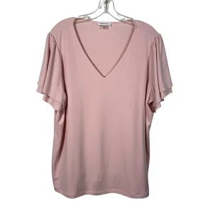 Calvin Klein Light Baby Pink No Iron Liquid Knit Stretch Short Sleeve Blouse 1X - Bild 1 von 6
