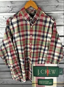 Vintage 90s J. Crew Oarsman Plaid Long Sleeve Button Up Shirt Mens L - Picture 1 of 5