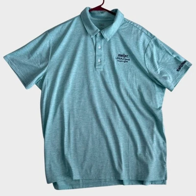 Falls Creek Meijer LPGA Simply Give Mens XL Aqua Blue Green Short Sleeve Polo - Image 1 of 4