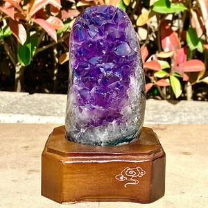 1,66 Pfund natürlicher uruguayischer Amethyst Quarz Höhle Geode Kristall Heilung + Basis - Bild 1 von 15