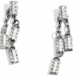 NWT Brighton Meridian Duet Silver White Crystal Post Drop 2 Part Earrings $58 - Picture 1 of 3