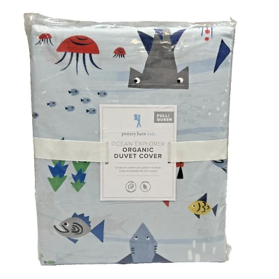 Funda nórdica orgánica Pottery Barn Kids Full Queen Ocean Explorer Submarine NUEVA Foto 1 de 3