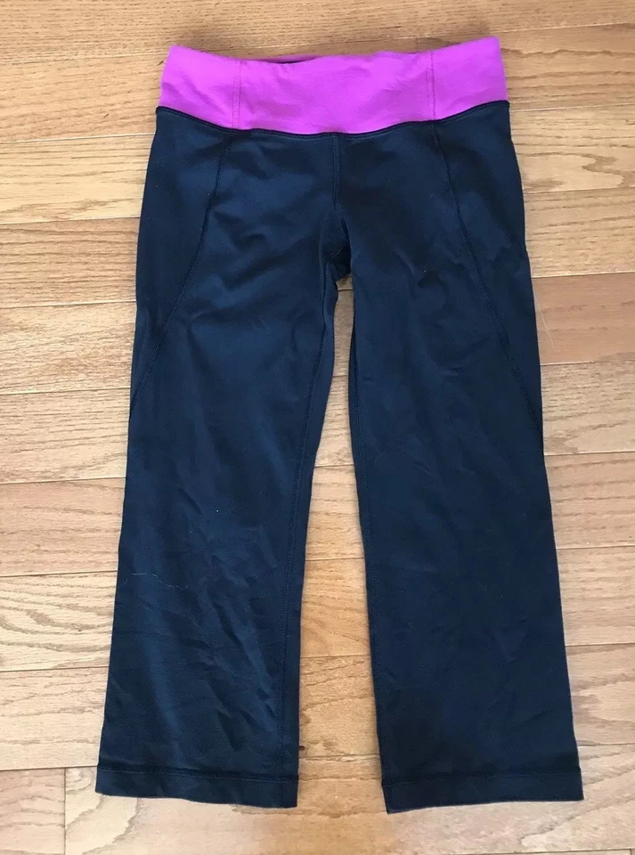 Lululemon Gather & Crow Crop Black Pink Waist Band Size 4 - Изображение 1 из 4