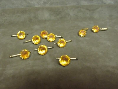 Lote de botones y gemelos vintage de gemas de diamantes de imitación de plástico Coltstone de los años 30 Foto 1 de 3