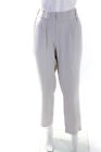 Brunello Cucinelli Womens Elastic Waistband High Rise Straight Leg Pants White 8