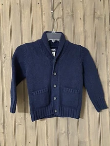 OshKosh B'gosh Boys 5 Sweater Blue Knit Ribbed Dressy Casual Button Up Cardigan - Picture 1 of 7