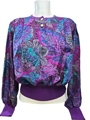 Immaculate Rare 80s 90s vintage purple silk wool blouse fits sizes 10-12-14-16 - Image 1 of 4