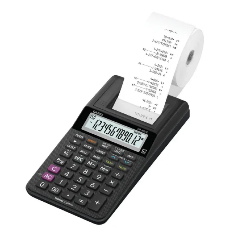 Casio HR-8RCE Printing Calculator Black HR-8RCE-BK-W-EC FREE NEXT DAY DELIVERY - Image 1 of 1