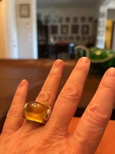Swarovski Statement yellow Crystal And Silver Ring - Size 6 made in Paris - Picture 1 of 3