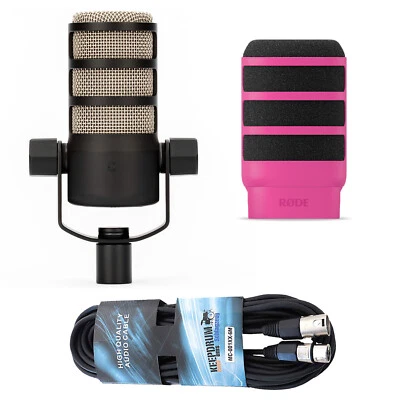 Rode Mikrofon Podmic mit WS14P Popschutz Pink und Kabel - Bild 1 von 4