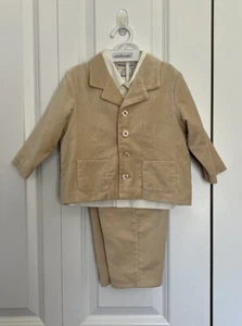 Minibasix Size 18 Months 3 Piece Set Toddler Suit Outfit Cream Jacket Shirt Pant - Picture 1 of 11