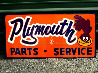 Hand Painted 36"  Road Runner Dodge Plymouth PARTS SERVICE Truck Car Shop Sign - Image 1 of 4