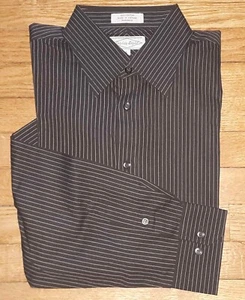 Eighty Eight Shirt Button-Front L Casual Dress Shirt Brown White Stripe s4115 - Picture 1 of 6