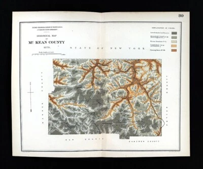 Mapa geográfico de Pensilvania 1878 condado de McKean Smethport Bradford Port Allegheny PA Foto 1 de 2