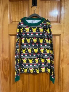 Pokémon Pikachu Hanna Andersson Pajama Top Kids Organic Cotton Santa Size Us 12 - Picture 1 of 5