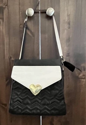 Betsey Johnson Quilted Black Convertible handbag with gold metal clasp  SEE DESC - Image 1 of 4