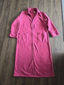 LL Bean Women's Full Length Zip-up Robe/Housecoat, Med, Pink, Great Cond - Picture 1 of 5
