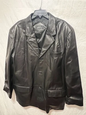 Chaqueta JNY Jones New York Hombre’s Cuero Genuino Negra Longitud Media 46 Reg Foto 1 de 4