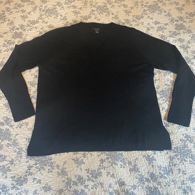 Halogen Nordstrom V-Neck Black Merino Wool Blend Sweater Size Large - Image 1 of 4