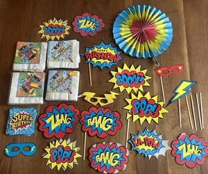 💥VINTAGE Super Birthday SUPER FRIENDS, Wonder Women PARTY NAPKINS Supplies Lot - Picture 1 of 11