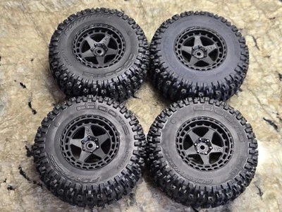 4 NEW ARRMA FURY MEGA 550  DBoots FORTRESS TIRE TIRES SET GLUED BLACK 14MM HEX - Image 1 of 4