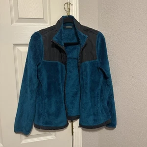 Danskin Now Turquoise and Black Fleece Full Zip Jacket, Size M broken zipper  - Picture 1 of 3