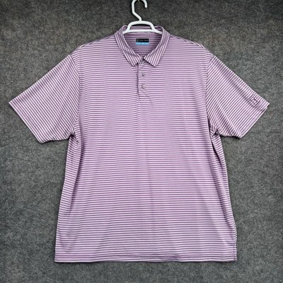 Camisa polo PGA Tour para hombre XXL púrpura a rayas manga corta rendimiento de golf Foto 1 de 4