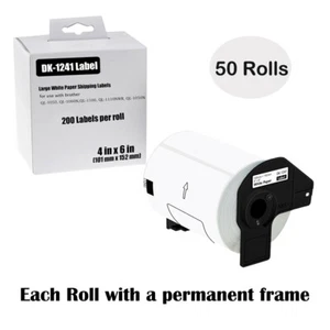 50 rollos de etiquetas de envío de papel blanco grandes de 4"x6" DK-1241 para Brother QL-1110NWB - Imagen 1 de 24