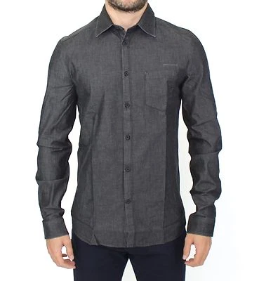 Camisa jeans ERMANNO SCERVINO cinza stretch algodão casual IT48/M RRP $440  - Imagem 1 de 4