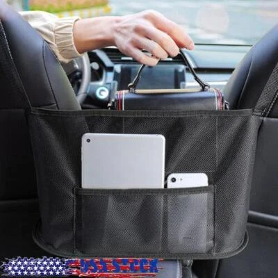 Car Seat Side Storage Handbag Holding Net Pocket Purse Organizer Mesh Bag  Black - Image 1 of 4